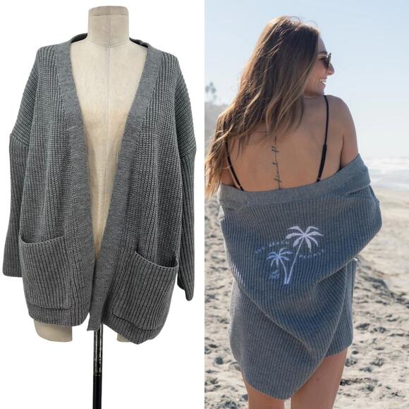 The Beach People‎ The Twin Palms Cardigan Sweater Embroidered Knit Size XS / S - Picture 1 of 11
